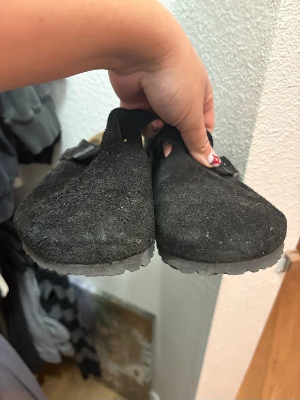 Black Suede Slip-On Clogs with Buckle 40 - Picture 5 of 5